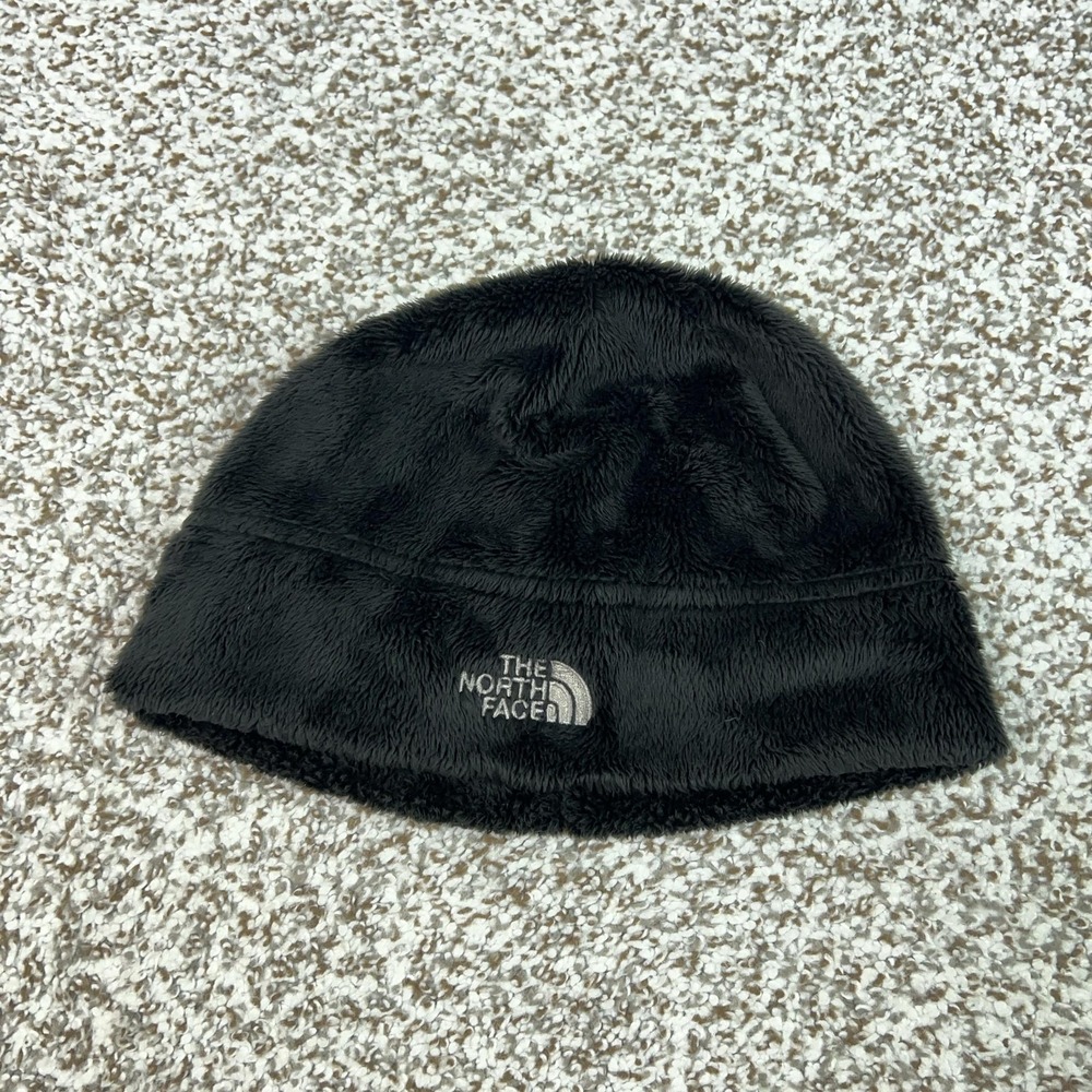 The North Face Hat Beanie Womens Small Black Fleece Winter Warm Hiking‎ Logo